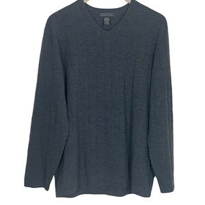 Banana Republic mens wool gray V-neck  pullover sweater size L